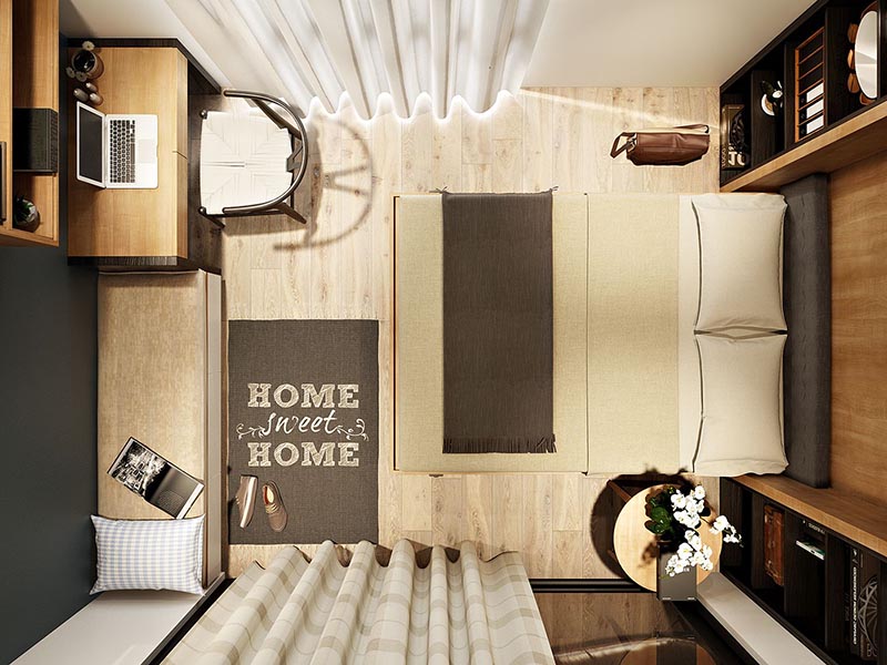 modern modest sized bedroom